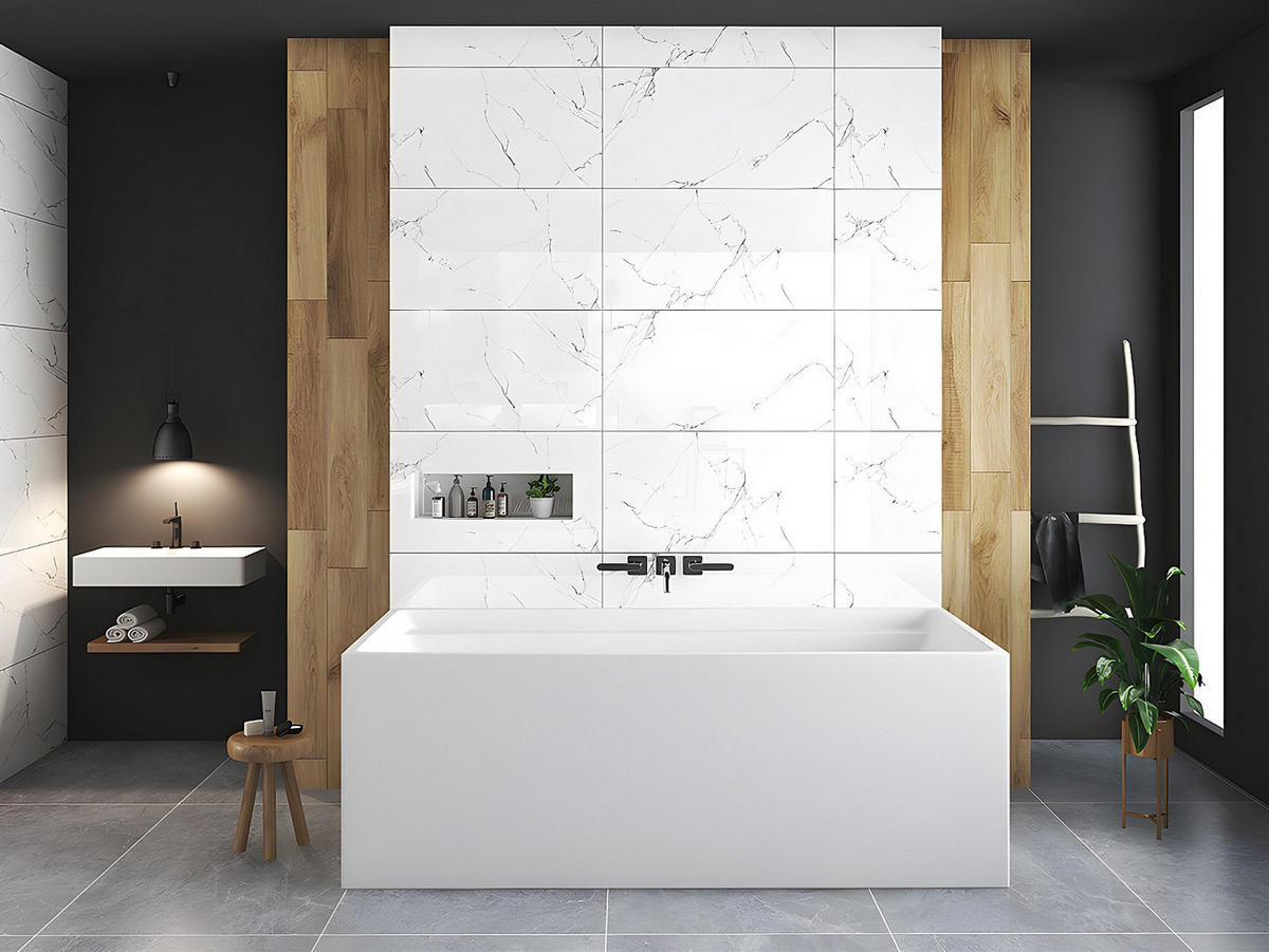 FREISTEHENDE Badewanne - 1 Person - acryl - weiß Aspius - Weiß, Kunststoff (170/60/75cm) - Vente-Unique