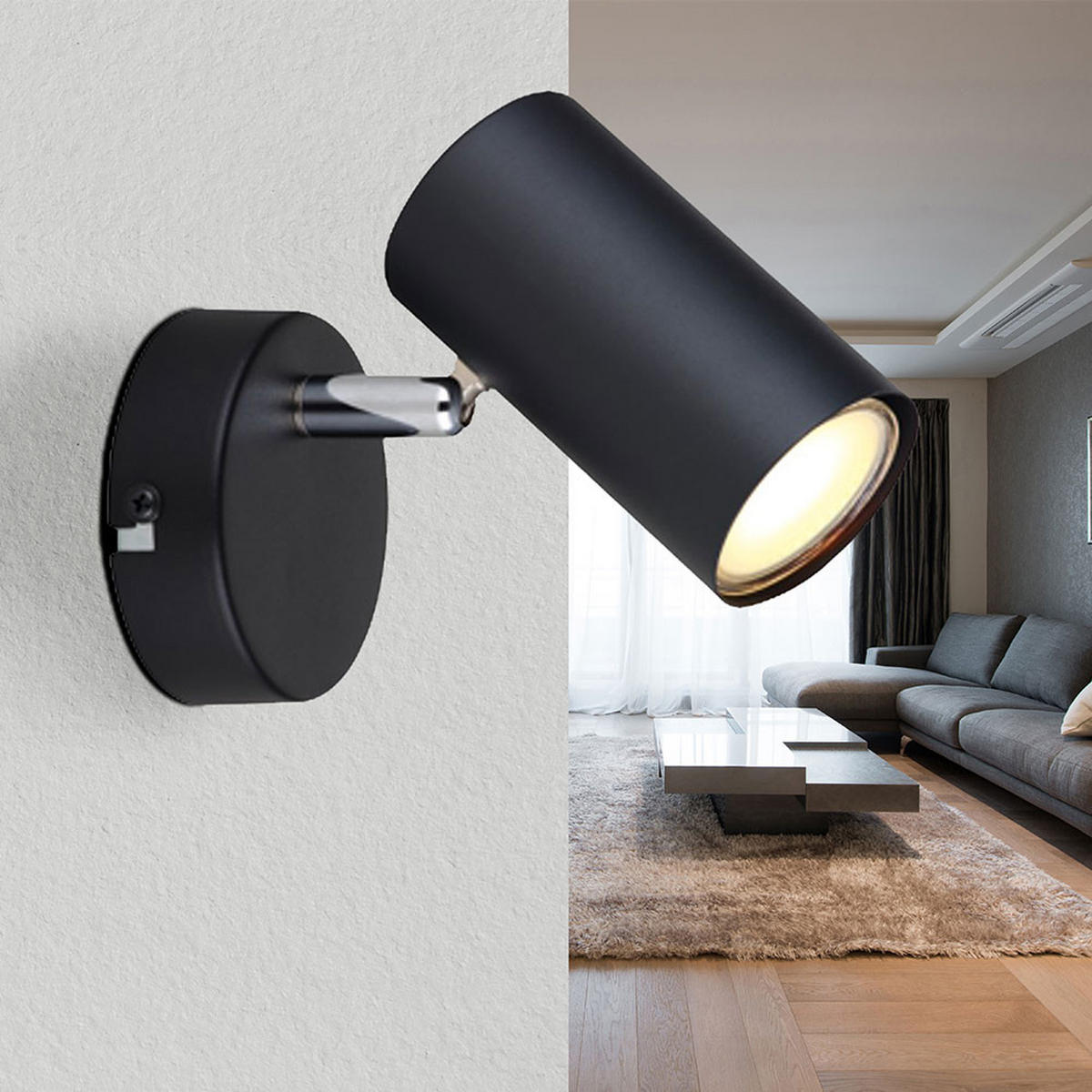 WANDELEUCHTE ALLVI Schwarz Chrom - Schwarz, Metall (8/10/12cm) - Globo Lighting