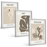 BILDER SET 3er Set - 40x60 cm Silberner Rahmen - Matisses Pflanzenfiguren - Silberfarben, Kunststoff (40/60cm) - TULUP