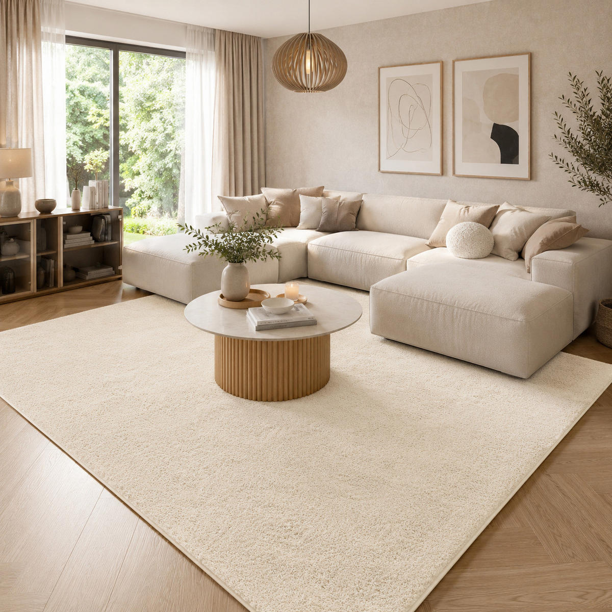 HOCHFLOR LANGFLOR SUPER SOFT TEPPICH SILKY - Creme, Textil (140/200cm) - Pergamon