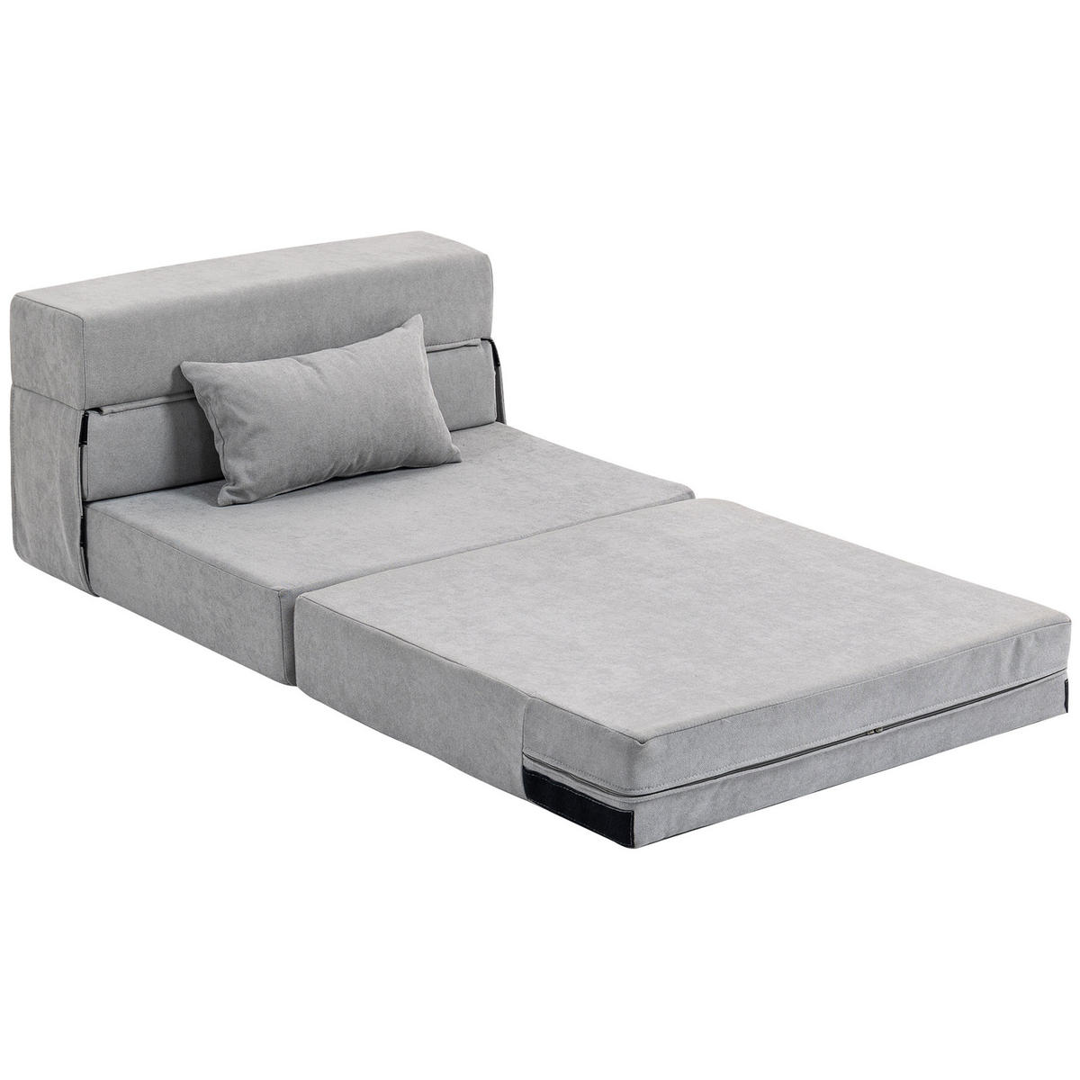 BODENSOFA DE-08230 in Matratze umwandelbar, mit Kissen Hellgrau - Hellgrau, Textil (210/15/80cm) - ComfortXL