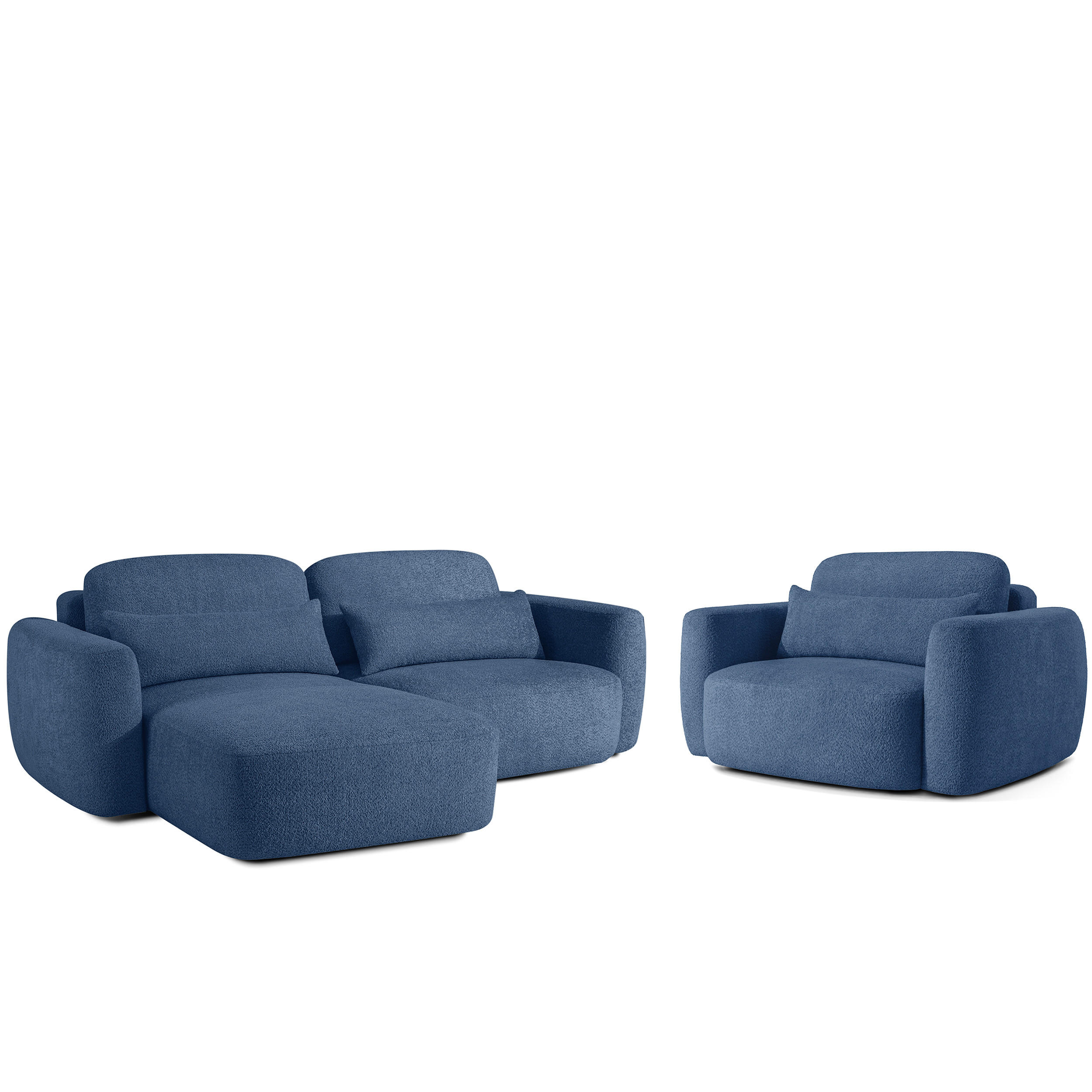 SITZGARNITUR ELOSA - Dunkelblau, Holz/Textil (245/85/165cm) - KONSIMO®