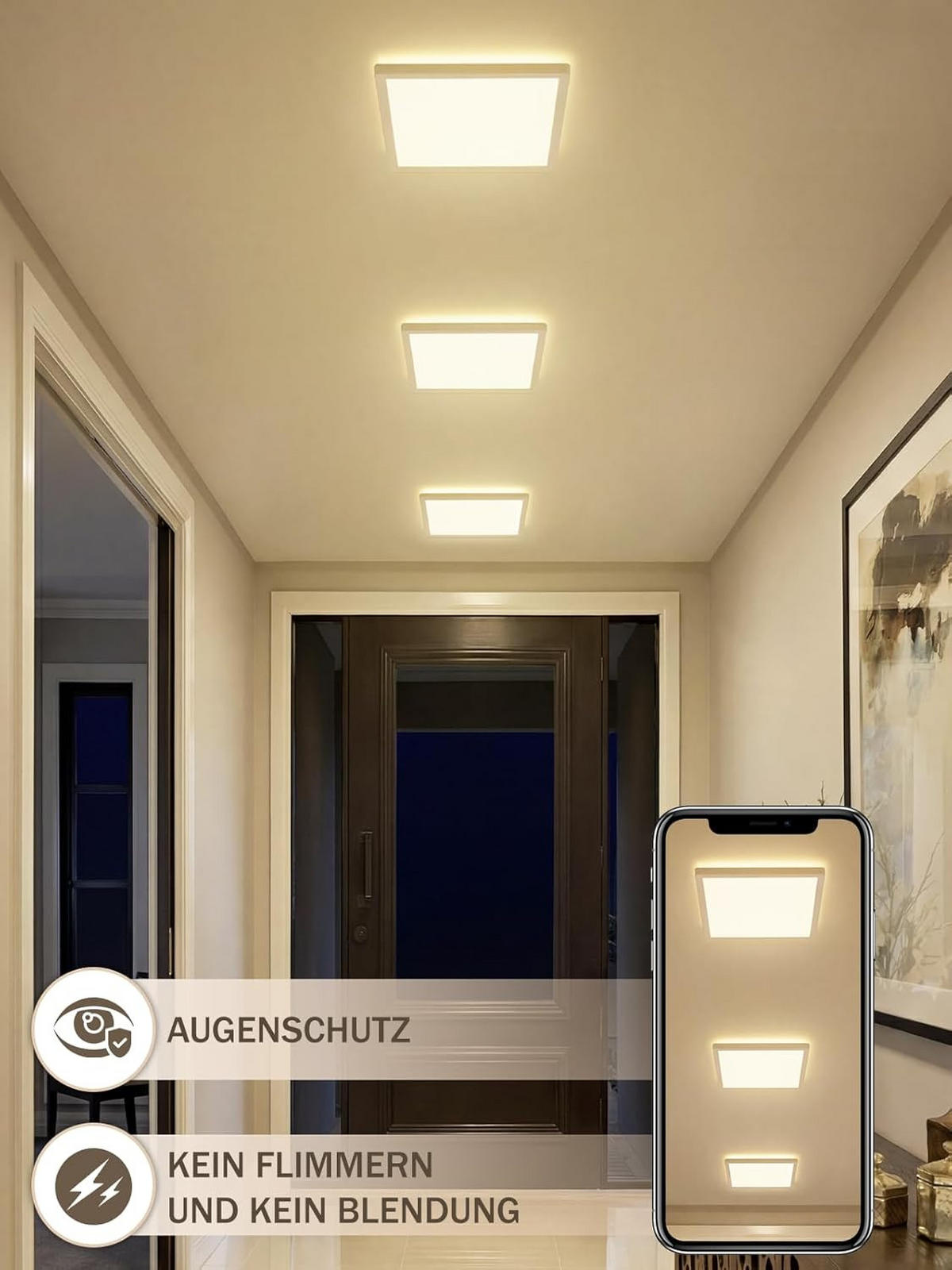 LED-DECKENLEUCHTE 29.3/29.3/3cm - Weiß, Kunststoff (29.3/29.3/3cm) - Nettlife