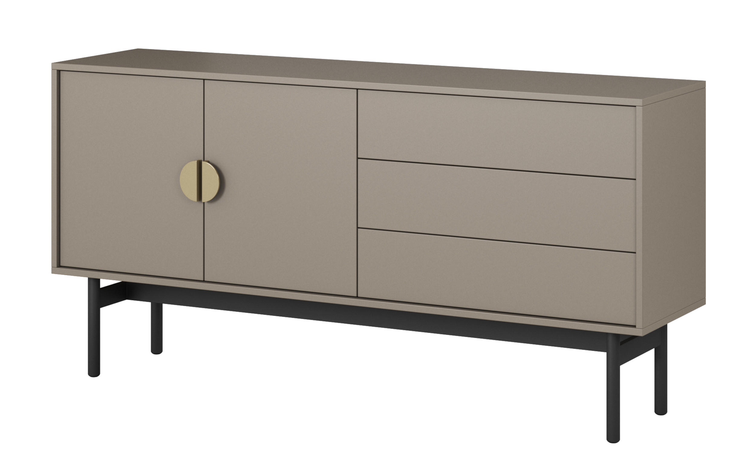 TV-SCHRANK Stoon Steingrau 154 cm - Beige/Goldfarben, Holzwerkstoff/Metall (154/76/38cm) - Selsey