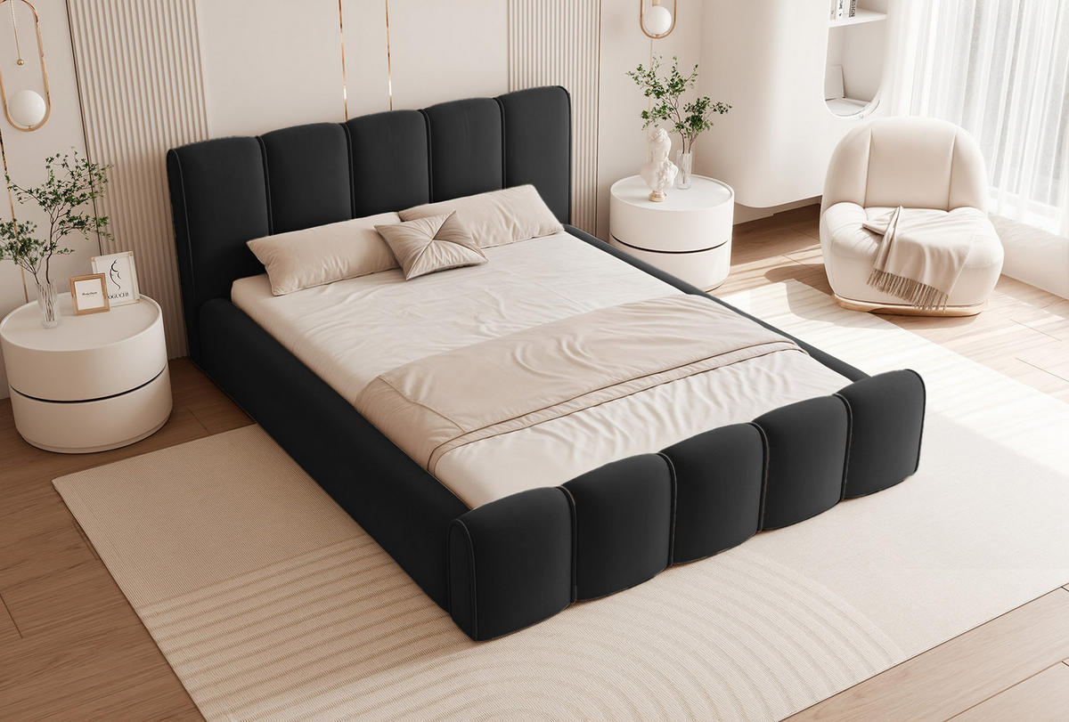 POLSTERBETT LLALO 180x200 cm, Schwarz - Schwarz, Textil (200/180cm) - Fedve