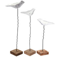 SKULPTUR Vogel Figuren Kikki 3er Set - Weiß, Holz (30/65/11cm) - CREEDWOOD