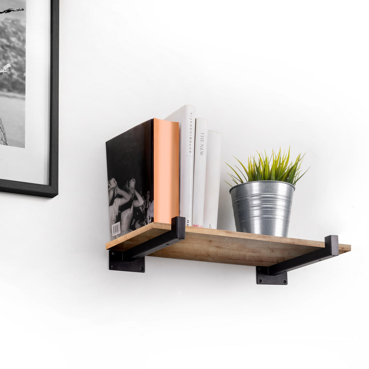 TRÄGER-SET für Regale in Holz Shelf mit Vierkantrohr, Stahl, Schwarz - Schwarz, Metall (11/5/24.5cm) - EMUCA