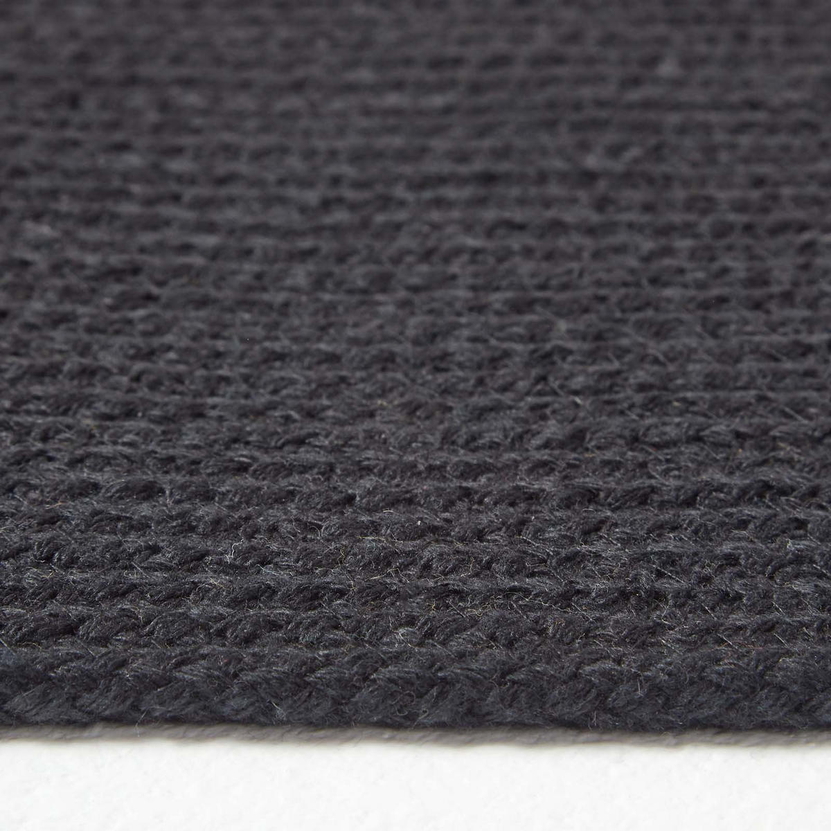 TEPPICHLÄUFER geflochten oval 66/200 cm - Schwarz, Textil (66/200cm) - Homescapes