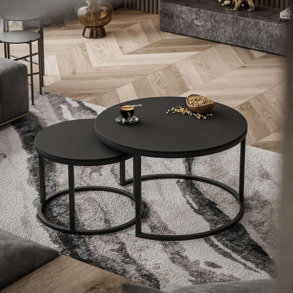 COUCHTISCH CIRI SLIM 2-in-1 schwarz matt - Schwarz, Holzwerkstoff (70/70/48cm) - Lookway