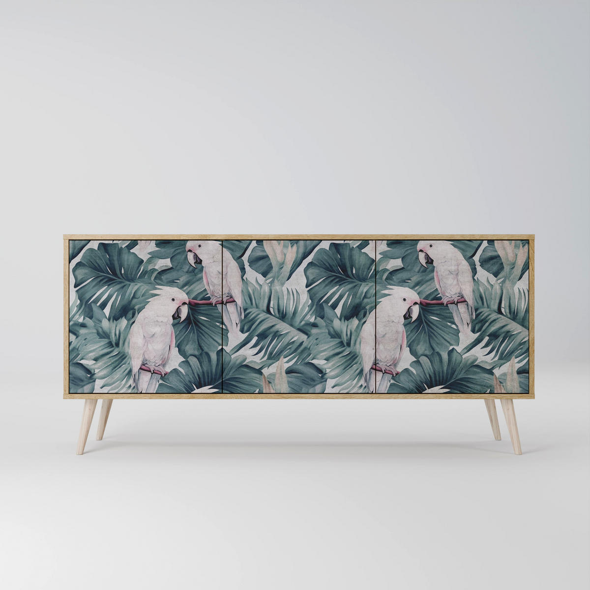 SIDEBOARD POPINJAY LOOK, Eicheneffekt, 164,5x42x77,5 cm, 3 Türen - Eichefarben/Buchefarben, Holzwerkstoff/Buchenholz (164.5/77.5/42cm) - SpaceRebels