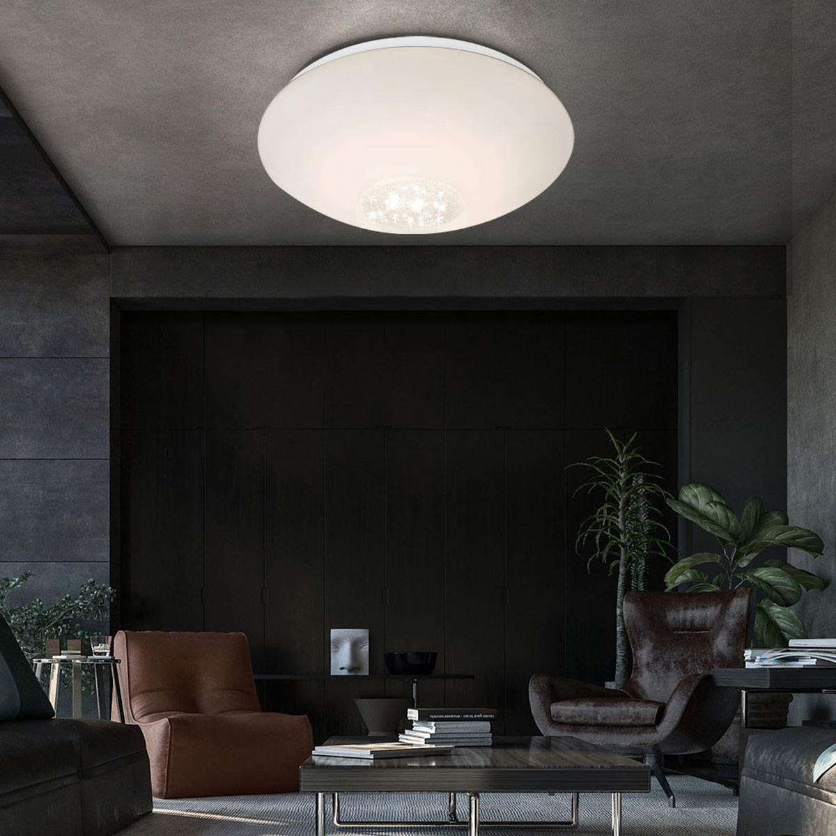 LED DECKENLEUCHTE Kristalloptik Weiß - Weiß, Glas (29/29/10cm) - Globo Lighting