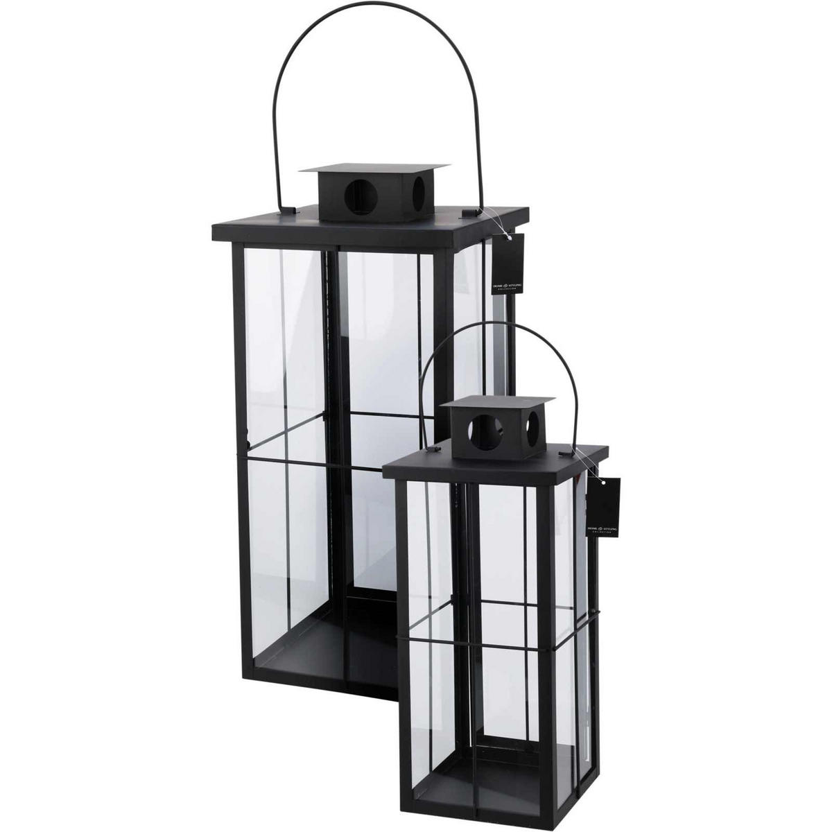 LATERNE Metall 45/58 cm 2er-Set - Schwarz, Metall (28/58/28cm) - Home Styling Collection