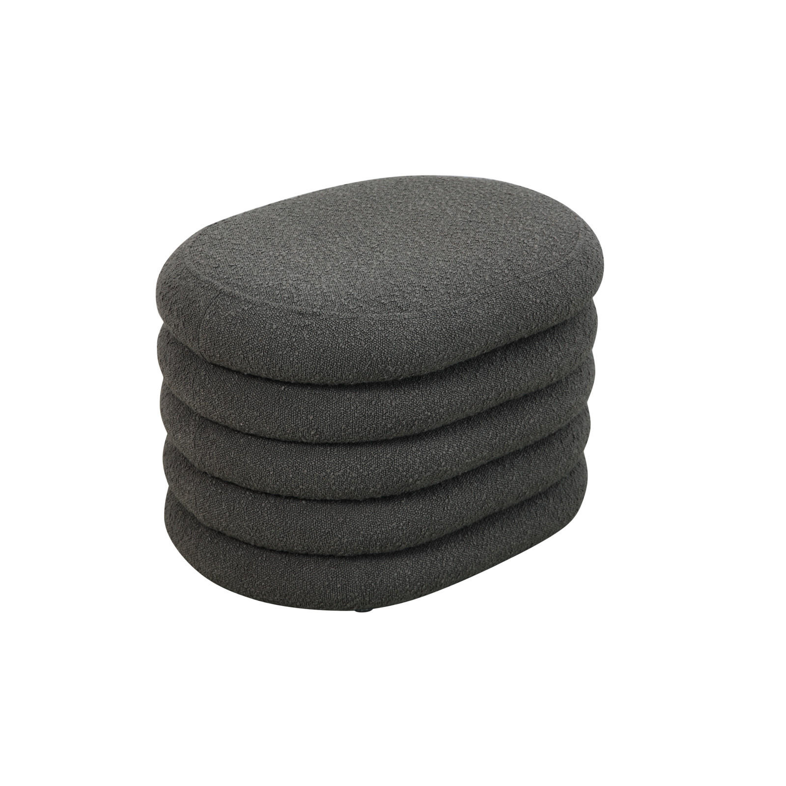 HOCKER BLOSSOM mit Aufbewahrung Boucle Dunkelgrau - Anthrazit, Textil (45/42/60cm) - SVITA