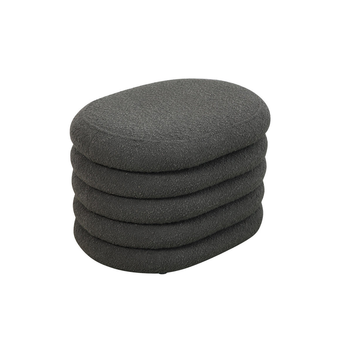 HOCKER BLOSSOM mit Aufbewahrung Boucle Dunkelgrau - Anthrazit, Textil (45/42/60cm) - SVITA