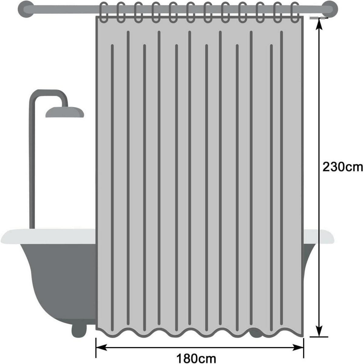 DUSCHVORHANG Weiß 180 x 230 cm Wasserdicht Textil Waschbar - Weiß, Textil (180/230cm)