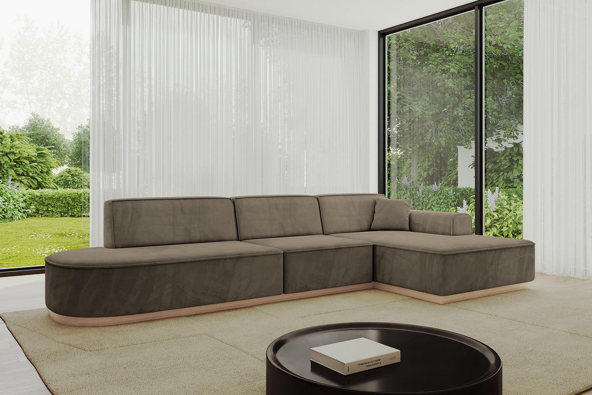 ECKSOFA Ottomane Rechts IREA-L2 - 328x171x83 cm Braun - Braun, Holzwerkstoff/Textil (171/328cm) - ALTDECOR