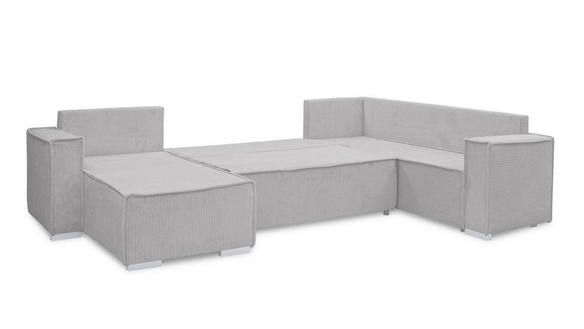 WOHNLANDSCHAFT Lovere U Gelb 314/217/90 cm – mit Schlaffunktion und Bettkasten - Gelb/Silberfarben, Textil/Metall (314/90/217cm) - AX Living