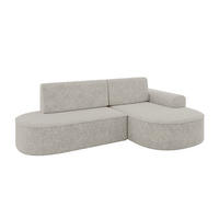 ECKSOFA mit Schlaffunktion und Bettkasten Ottomane Rechts MARI-L1-S - 283x167x85 cm Hellgrau Tissu - Hellgrau/Schwarz, Holzwerkstoff/Kunststoff (167/283cm) - ALTDECOR