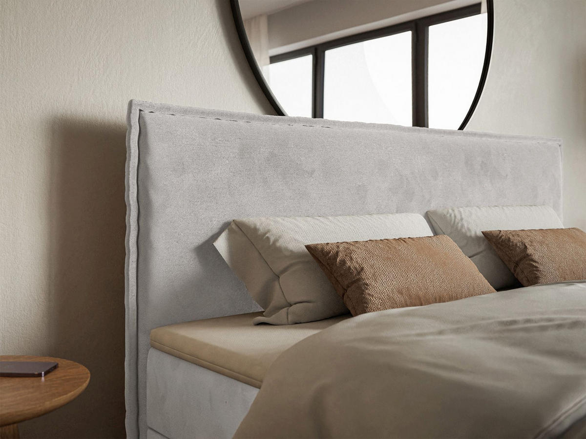 BOXBETT Softie Hellgrau Velours wasserabweisend 180x200 cm - Hellgrau, Textil (180/200cm) - Selsey