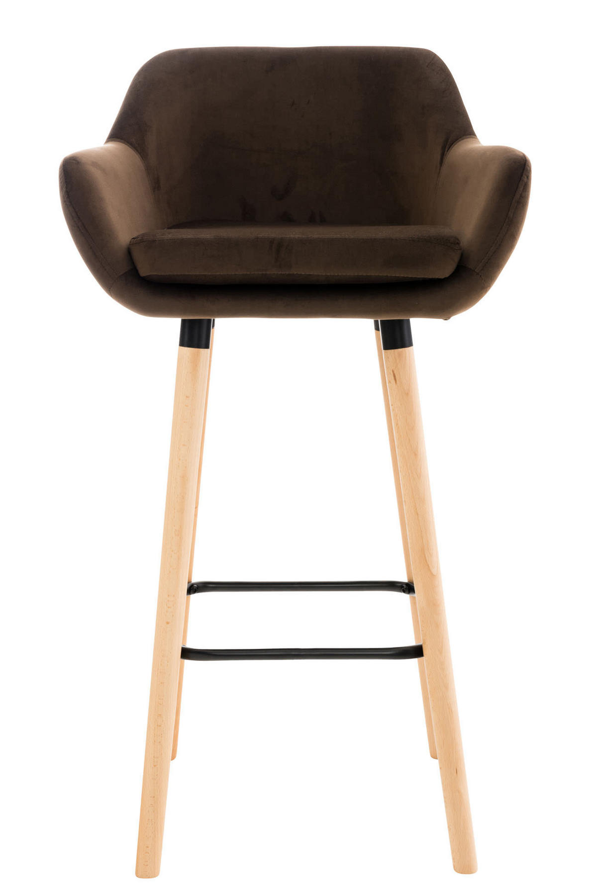 BARHOCKER 2er Set Samt braun - Eukalyptusholzfarben/Braun, Holz/Textil (51/101/50cm) - CLP