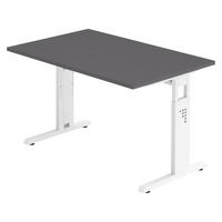 SCHREIBTISCH Serie-O 80/120/74 cm in Graphitfarben/Weiß - Graphitfarben/Weiß, Holzwerkstoff (80/120/74cm) - bümö