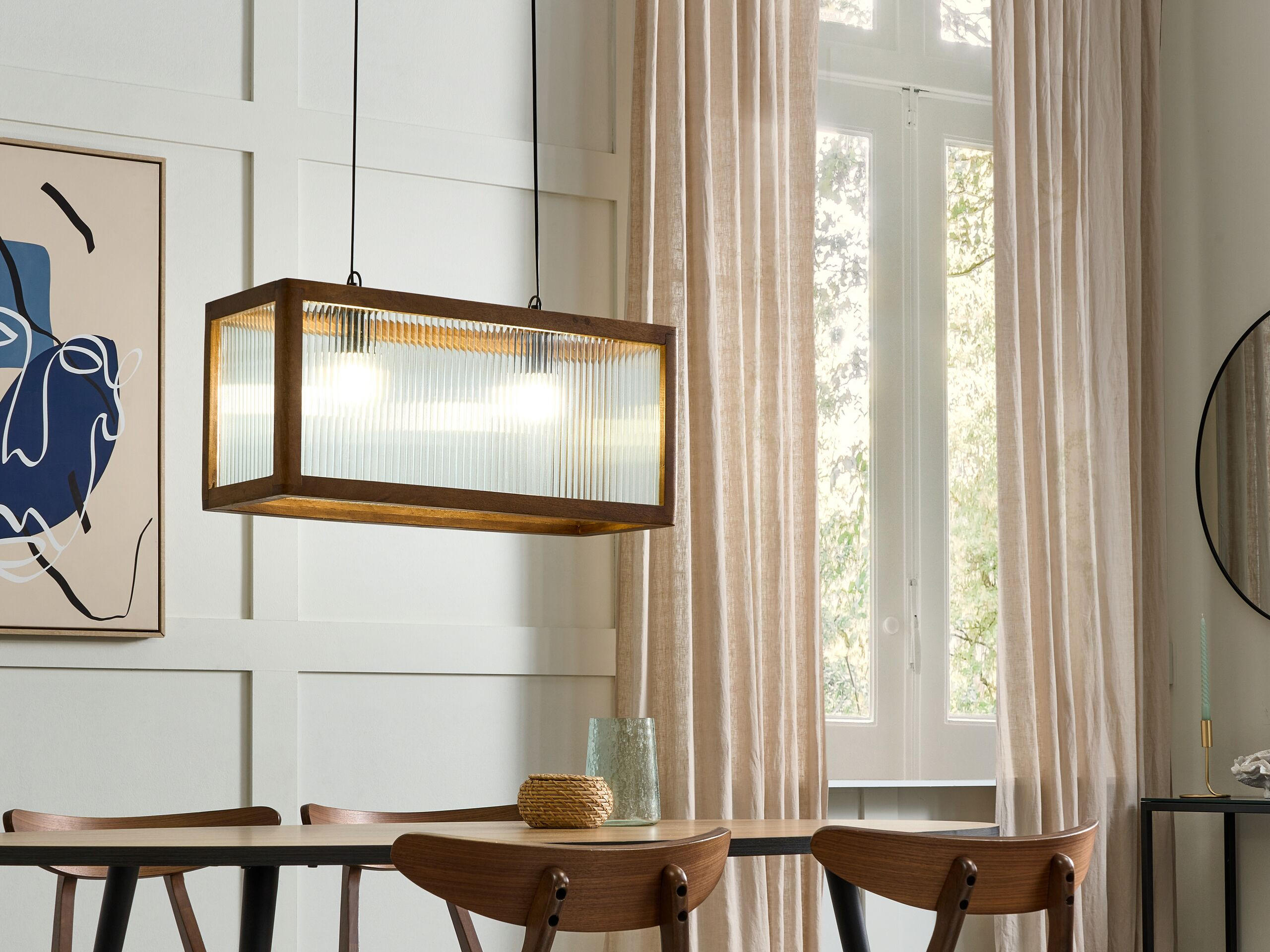 HÄNGELEUCHTE Penna 25/65/151 cm - Hellbraun, Holz (25/65/151cm) - Beliani