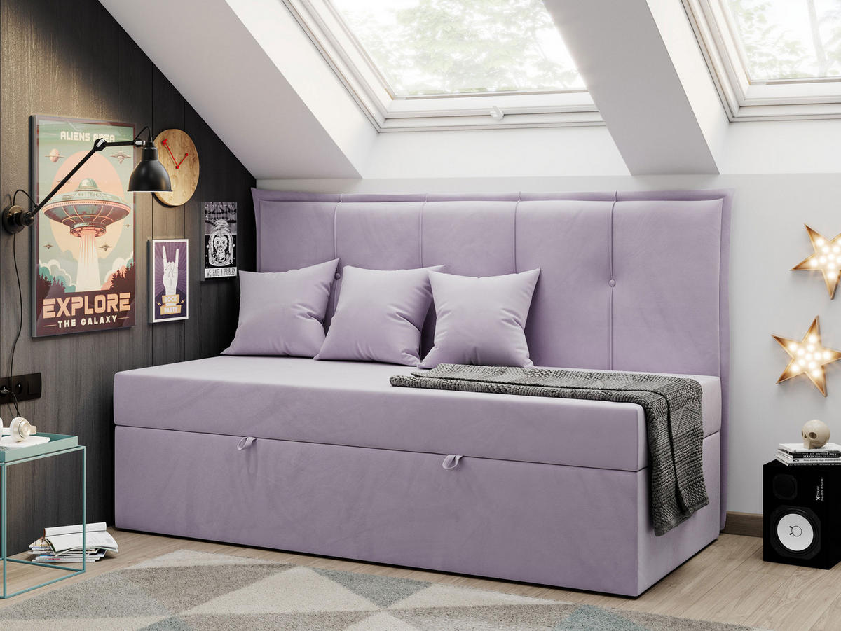 BOXBETT BANCO 90/200 Violett Velvet - H3 - Violett, Holz/Textil (90/200cm) - MKS