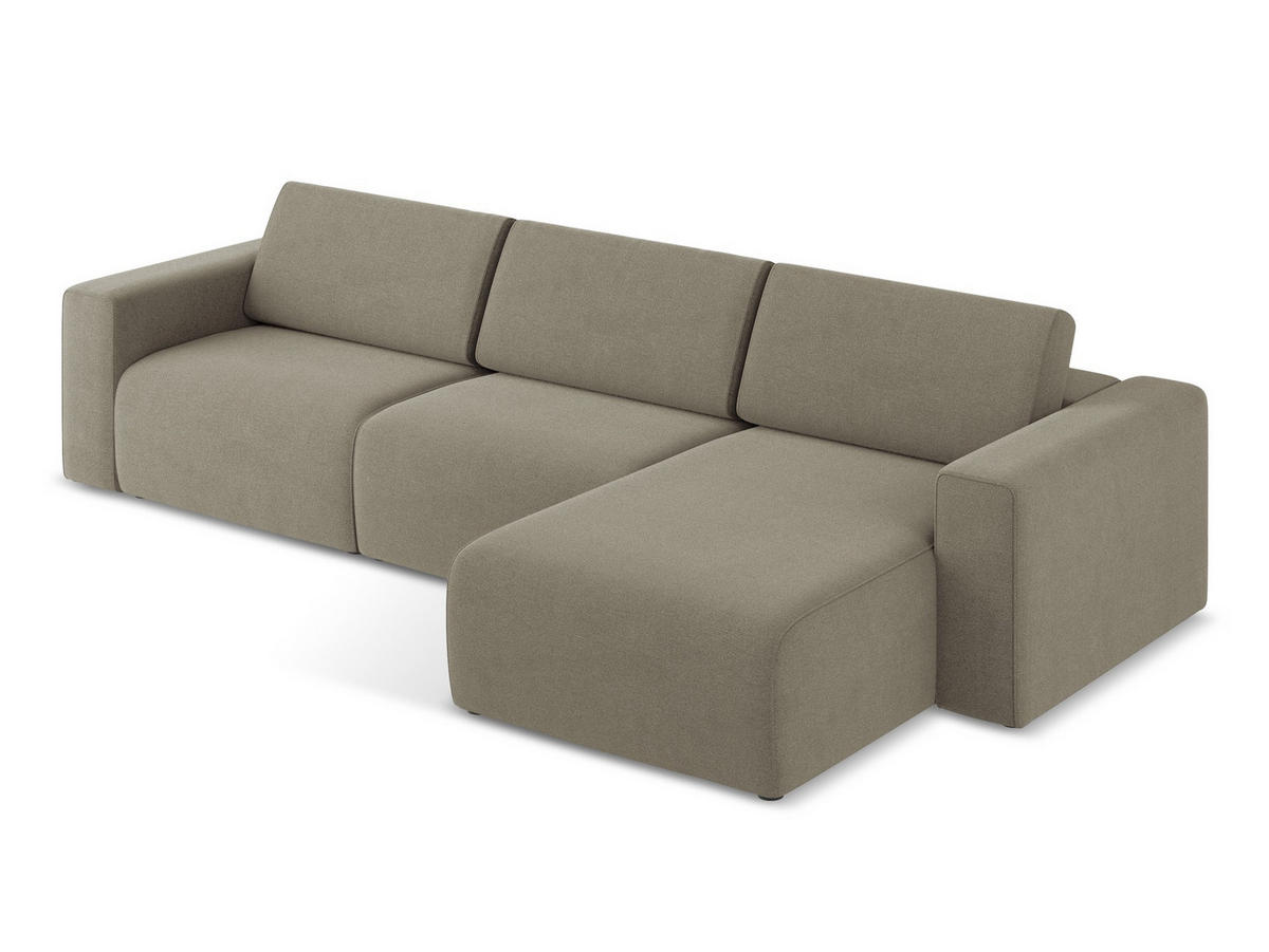 ECKSOFA Links Strukturstoff Stoff Beige - Beige/Schwarz, Kunststoff/Textil (314/167cm) - Makamii