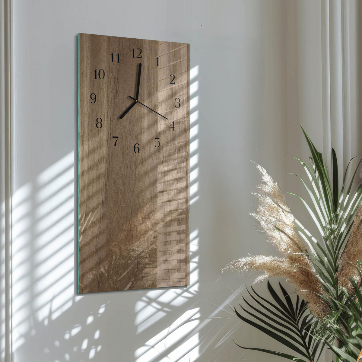 WANDUHR 60x30 cm - Chili-Feuer - Braun, Glas (30/60/0.4cm) - TULUP