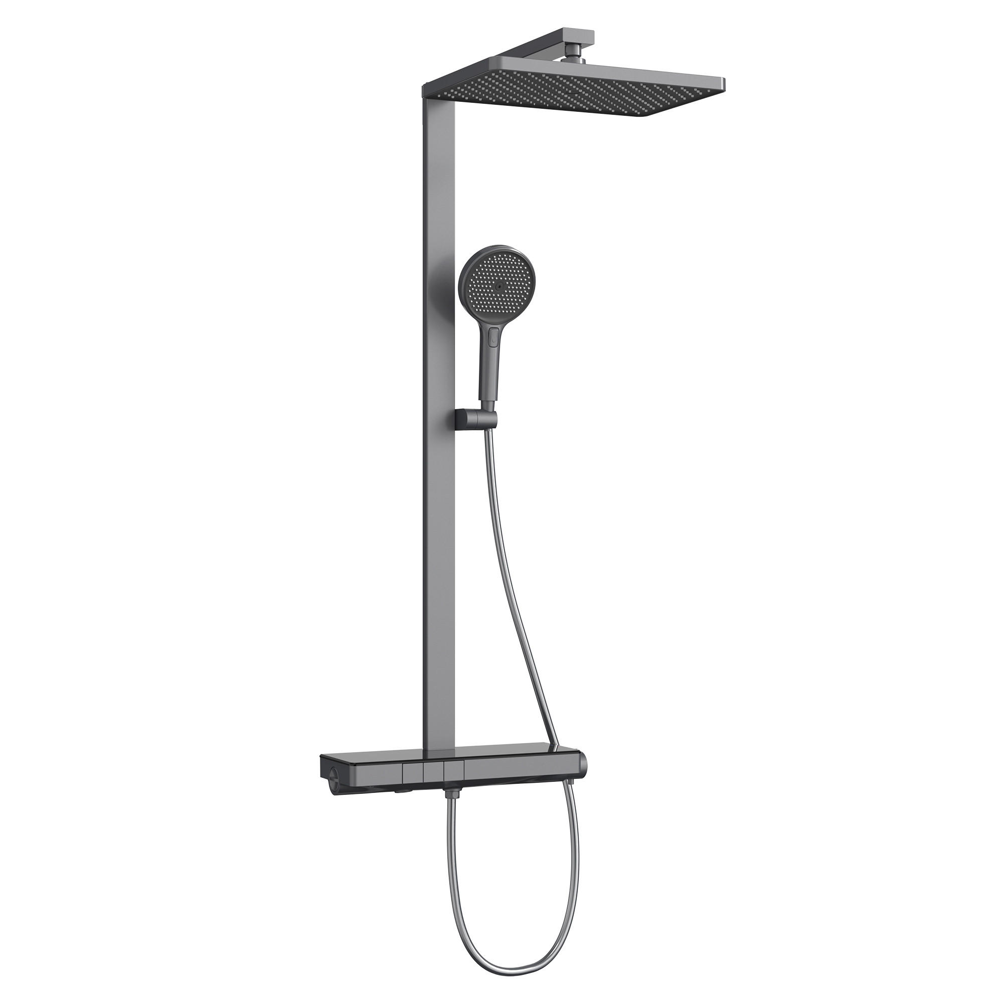 ÜBERKOPFBRAUSESET mit Brausethermostat Temperaturanzeige Anthrazit - Anthrazit, Metall (43.7/112.2/62.5cm) - EMKE