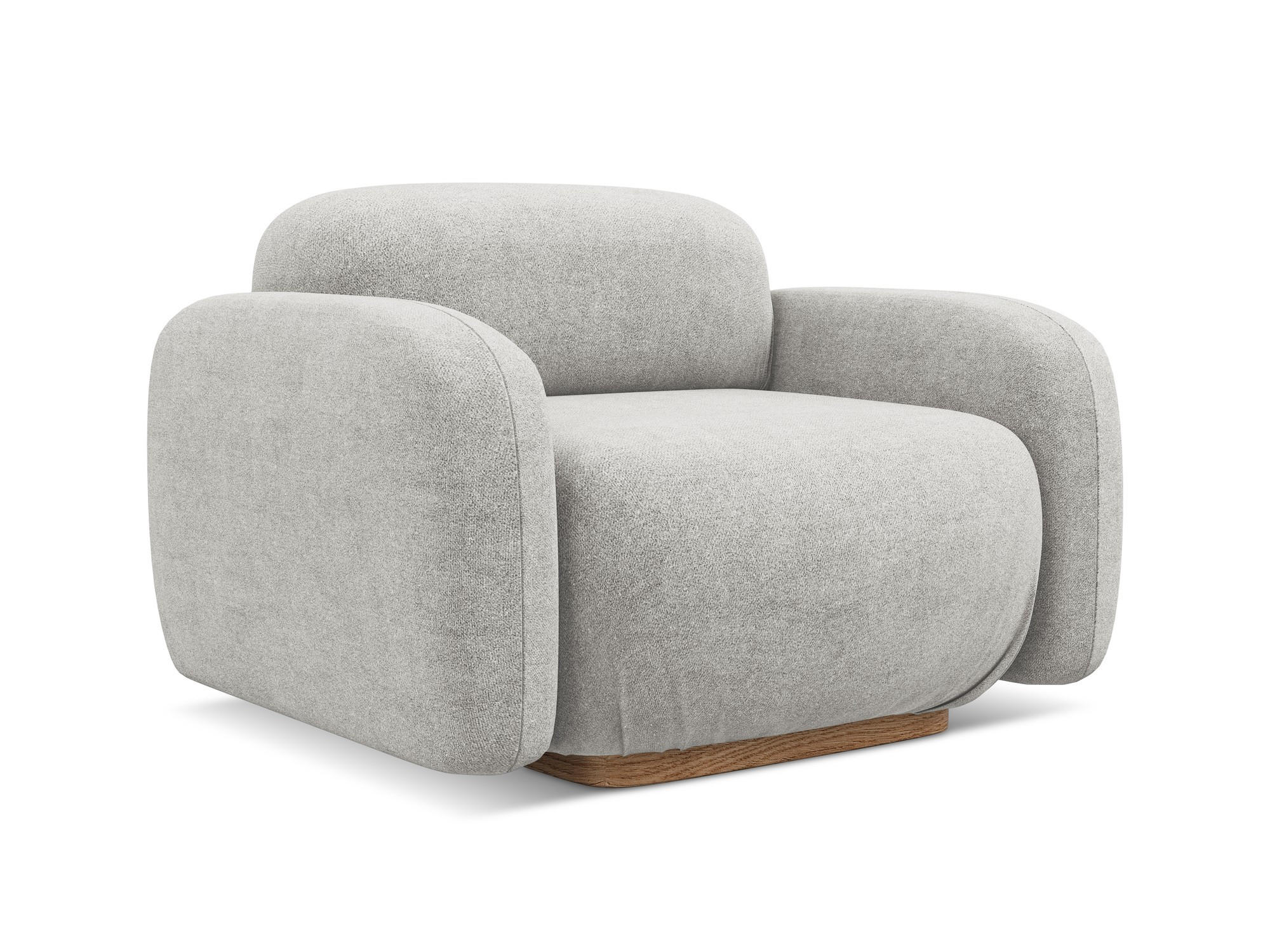 SESSEL Bouclé Stoff Grau - Silberfarben/Braun, Holz/Textil (110/73/95cm) - Makamii