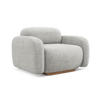 SESSEL Bouclé Stoff Grau - Silberfarben/Braun, Holz/Textil (110/73/95cm) - Makamii