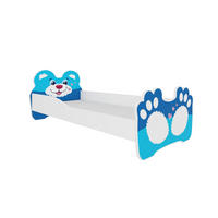 KINDERBETT Bear weiß / Motiv blauer Bär 88 / 164 / 63cm - Blau/Weiß, Holz/Holzwerkstoff (80/160cm) - Feldmann-Wohnen