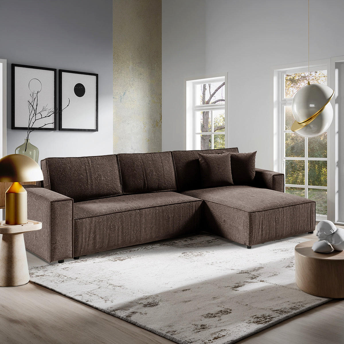 ECKSOFA Isaac 4 Sitzplätze Braun - Braun, Holzwerkstoff (294/185cm) - Petits-meubles