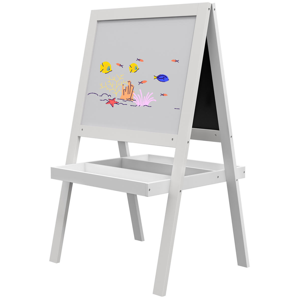 MALTAFEL DE-18182 2-in-1, magnetisch & Kreidetafel Weiß - Weiß, Holzwerkstoff (48/88/54cm) - ComfortXL