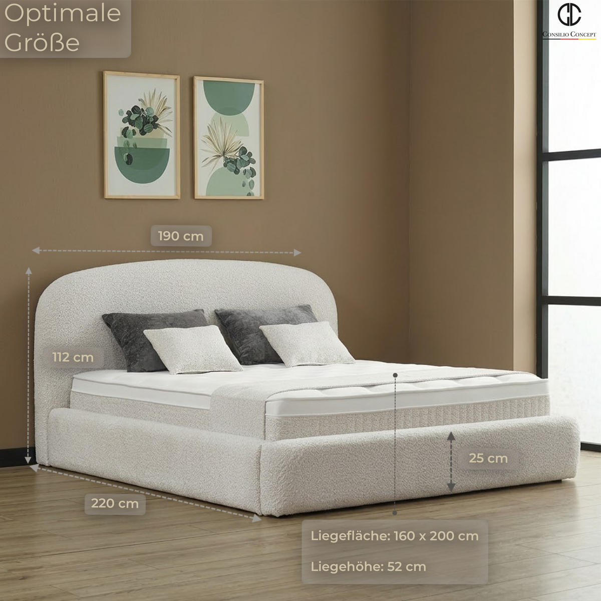 BOXSPRINGBETT MIT BETTKASTEN EVORA 160/200 cm, Ivory, Bettkasten, Matratze, Topper integriert, H3 mittel - Creme/Schwarz, Holz/Kunststoff (160/200cm) - Consilio Concept
