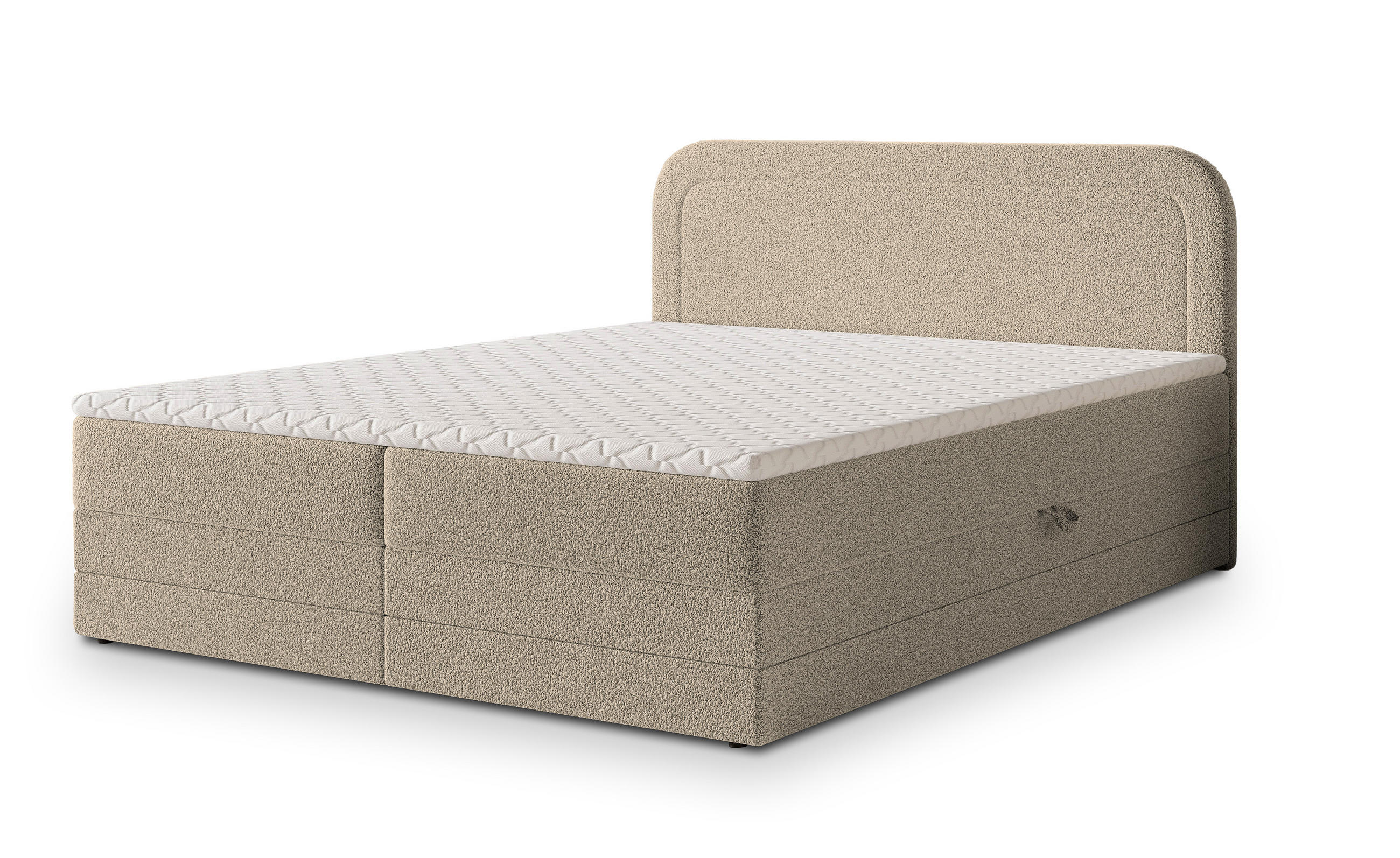 BOXBETT ARMEL 180x200 cm mit Matratze und Topper - Beige - Beige, Holz (180/200cm) - MASSENO