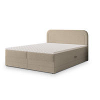 BOXBETT ARMEL 140x200 cm mit Matratze und Topper - Beige - Beige, Holz (140/200cm) - MASSENO