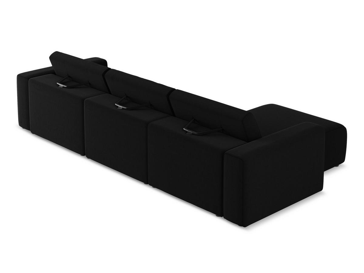 ECKSOFA Links Samt Stoff Schwarz - Schwarz/Grau, Kunststoff/Textil (167/314cm) - Makamii