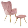 RELAXSESSELSET YORK Samt Bezug mit Hocker, Rosa - Rosa, Metall (67/100/48cm) - Albatros