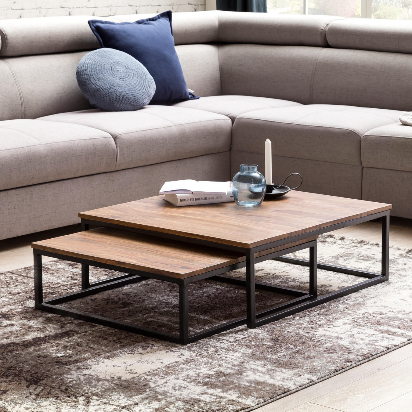 COUCHTISCH Set MEPA Sofatisch 2teilig - Weiß, Holz (75/75/27cm) - tinkaro