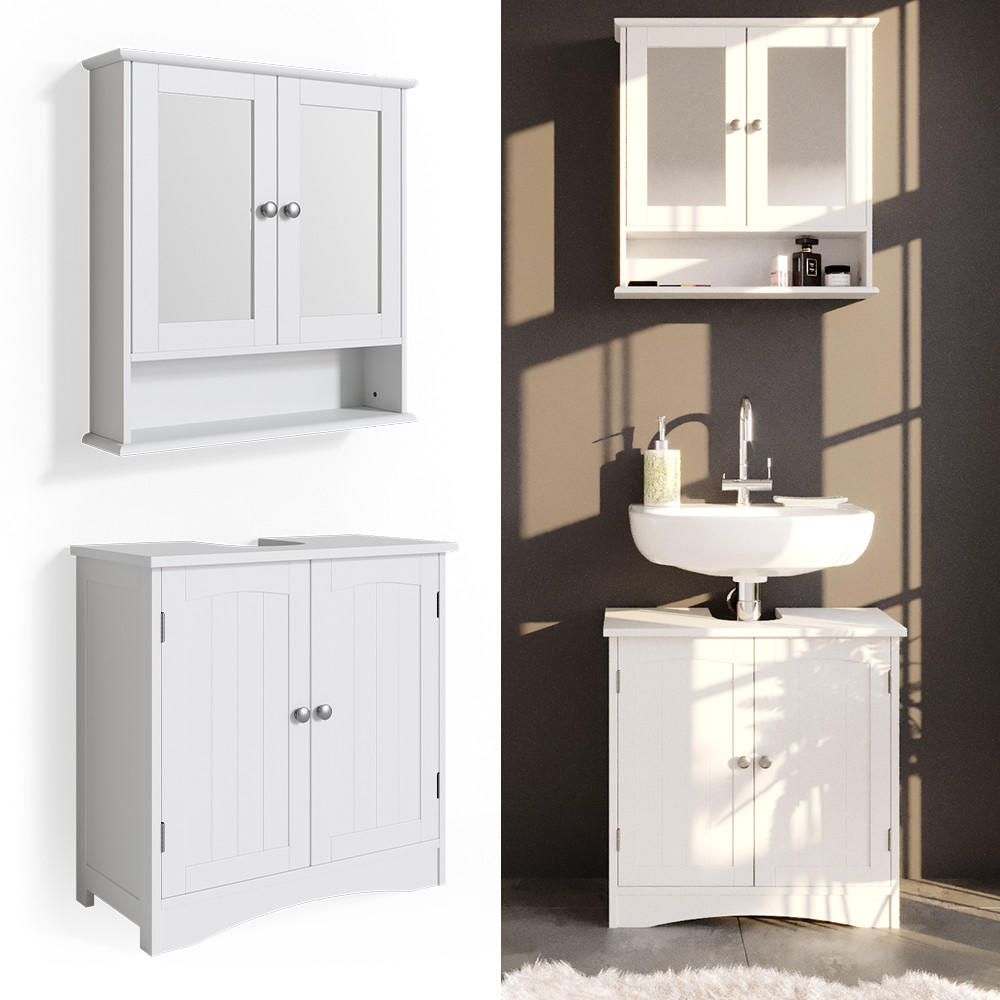BADMÖBEL-SET Bianco Weiß 2 Teile - Weiß, Holzwerkstoff (60/60/30cm) - Vicco