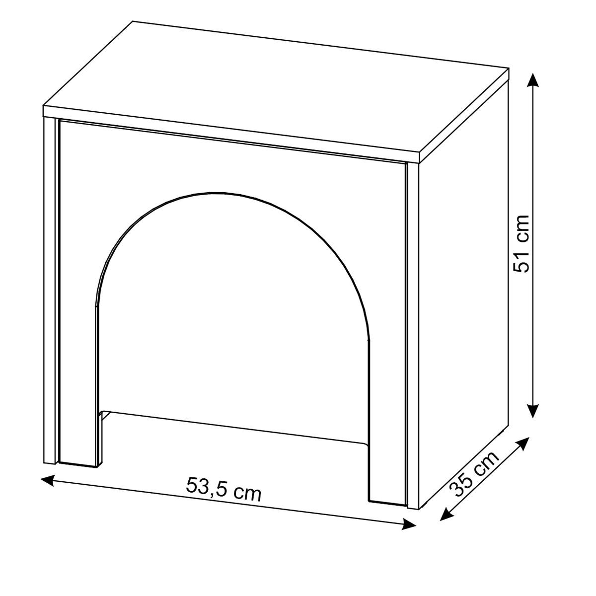 NACHTTISCH Amaro mit 1 Tür, gefrästen Bogenfronten, Push-to-Open, Kaschmir - Kaschmir, Holzwerkstoff (53/51/35cm) - Beautysofa