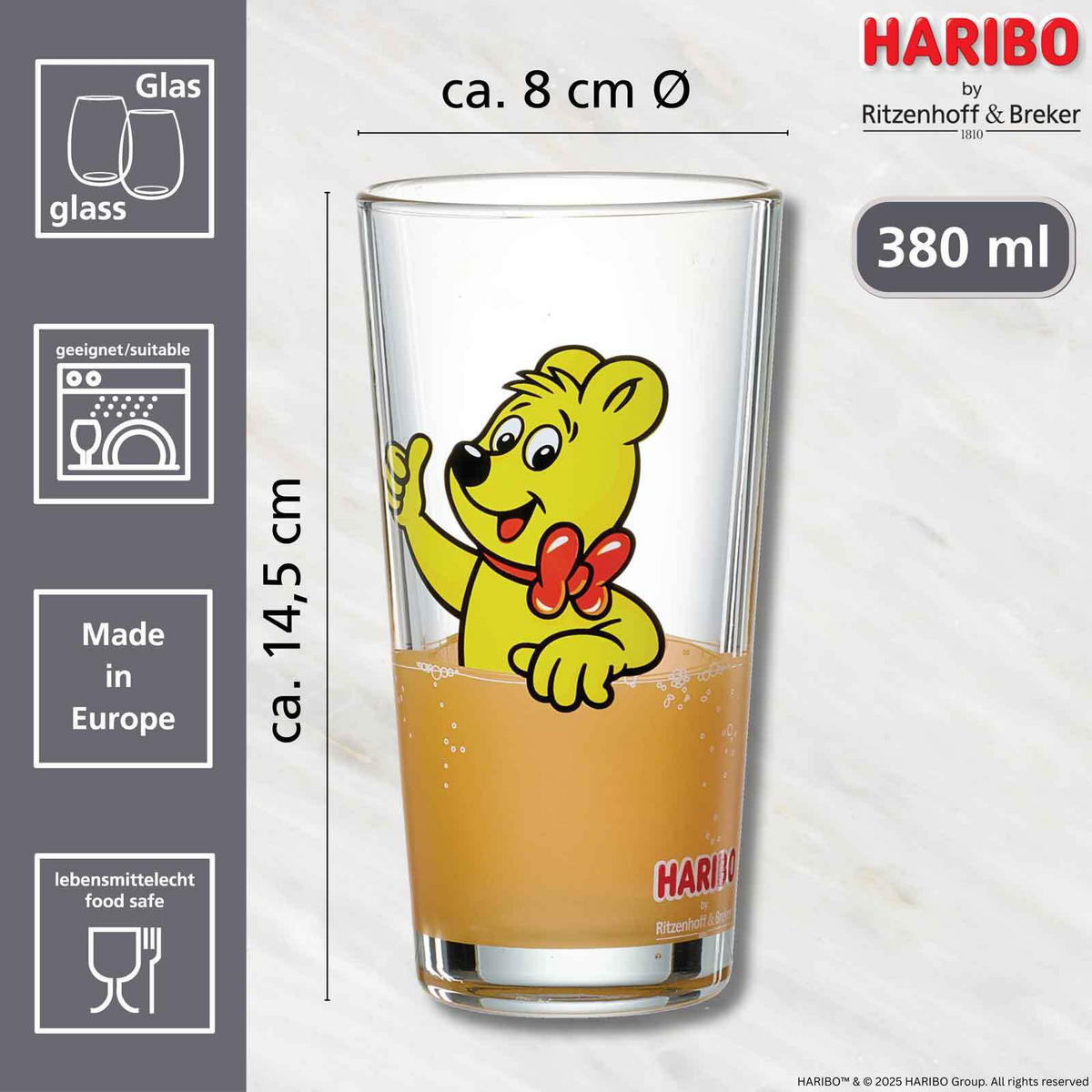 TRINKGLÄSER Haribo Thumbs Up orange 380 ml 6er Set - Orange, Glas (0.38L) - Ritzenhoff Breker