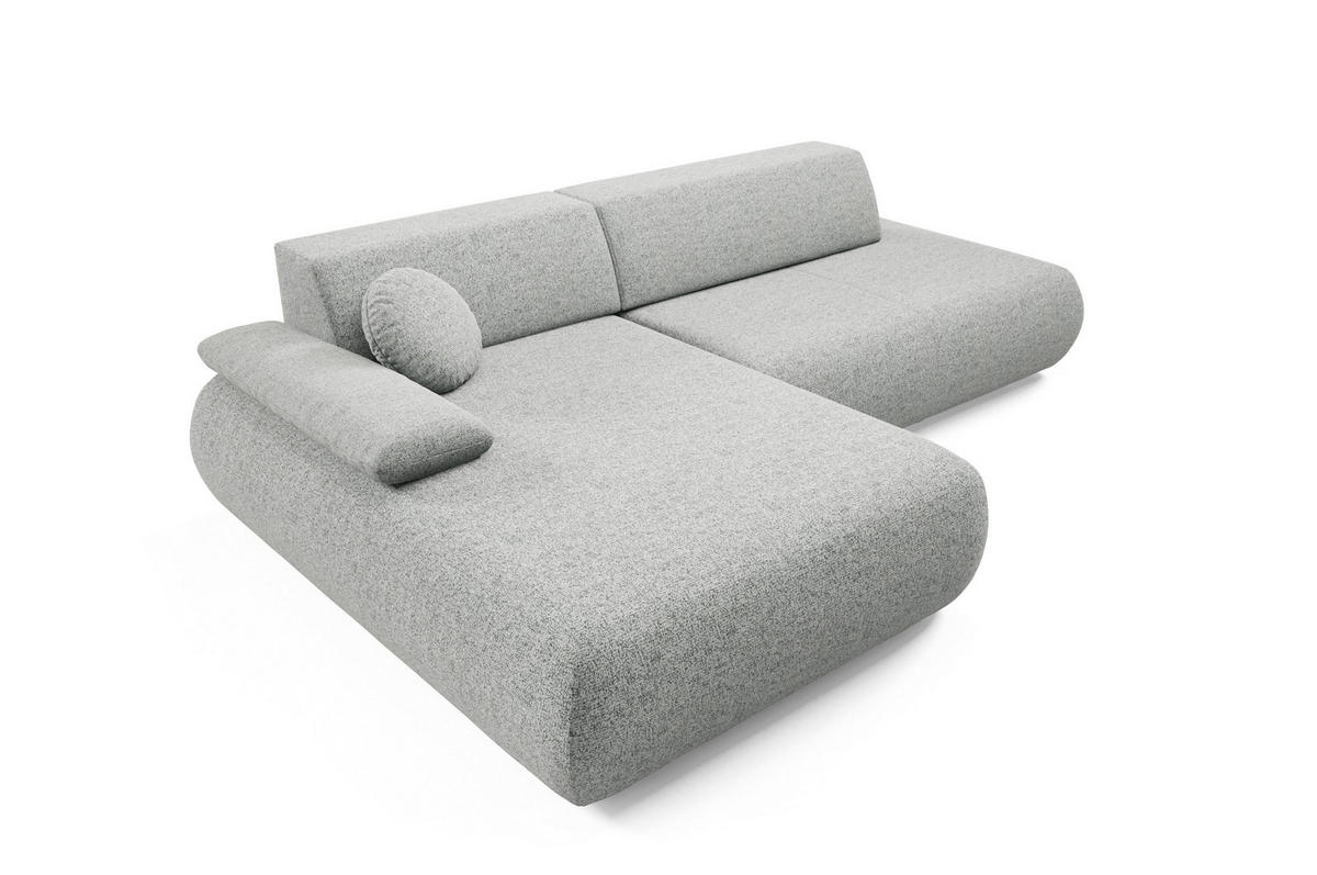 ECKSOFA DELTA L-S Grau Geflochtener Stoff mit Schlaffunktion - Grau, Holz (286/173.5cm) - MASSENO