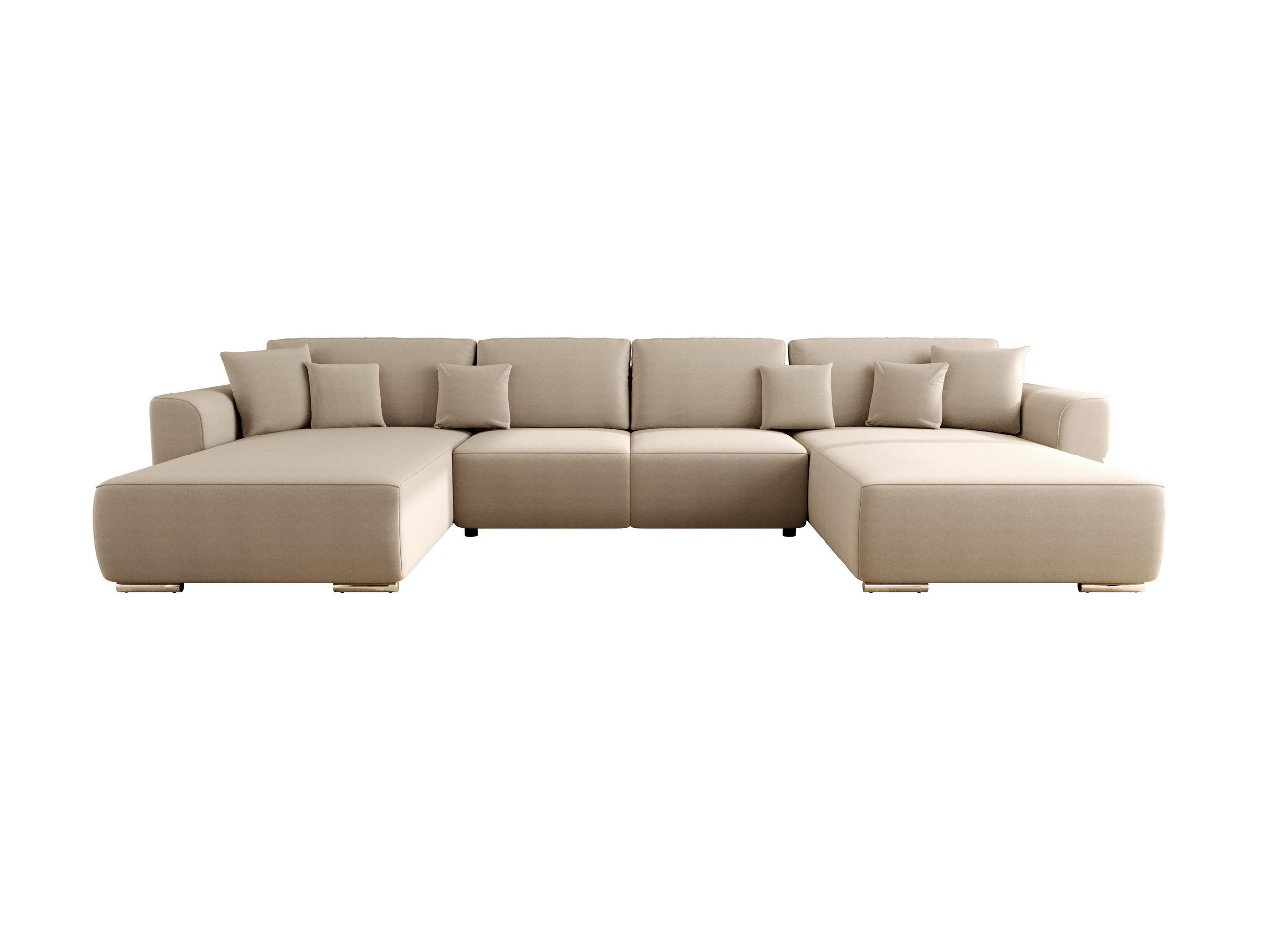 WOHNLANDSCHAFT GUSTO U Como02 mit Schlaffunktion - Beige, Textil (368/85/193cm) - Bedante