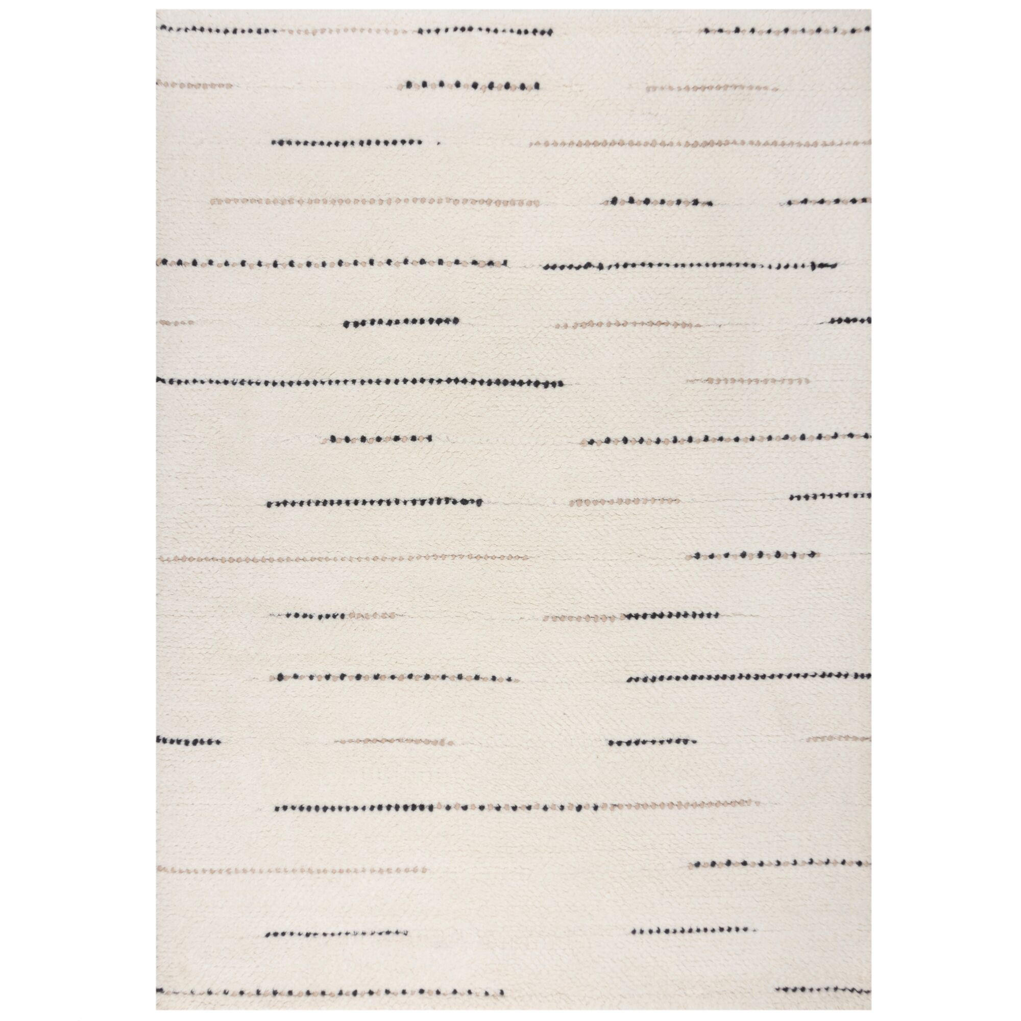WOLLTEPPICH Linienstreifen Muster, Streifen, Wohnzimmer Beige-Schwarz Rechteckig 120x170 - Beige, Textil (120/170cm) - KADIMA DESIGN