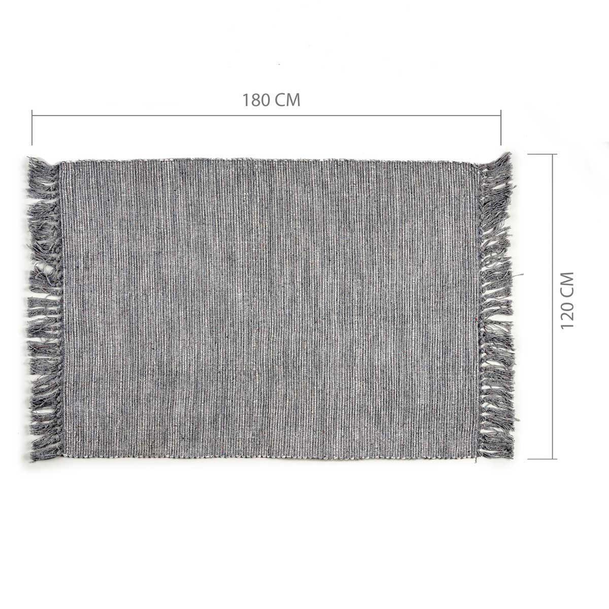 FRANSENTEPPICH 100% Baumwolle 180/120 cm - Grau, Naturmaterialen (120/180cm) - Giftdecor