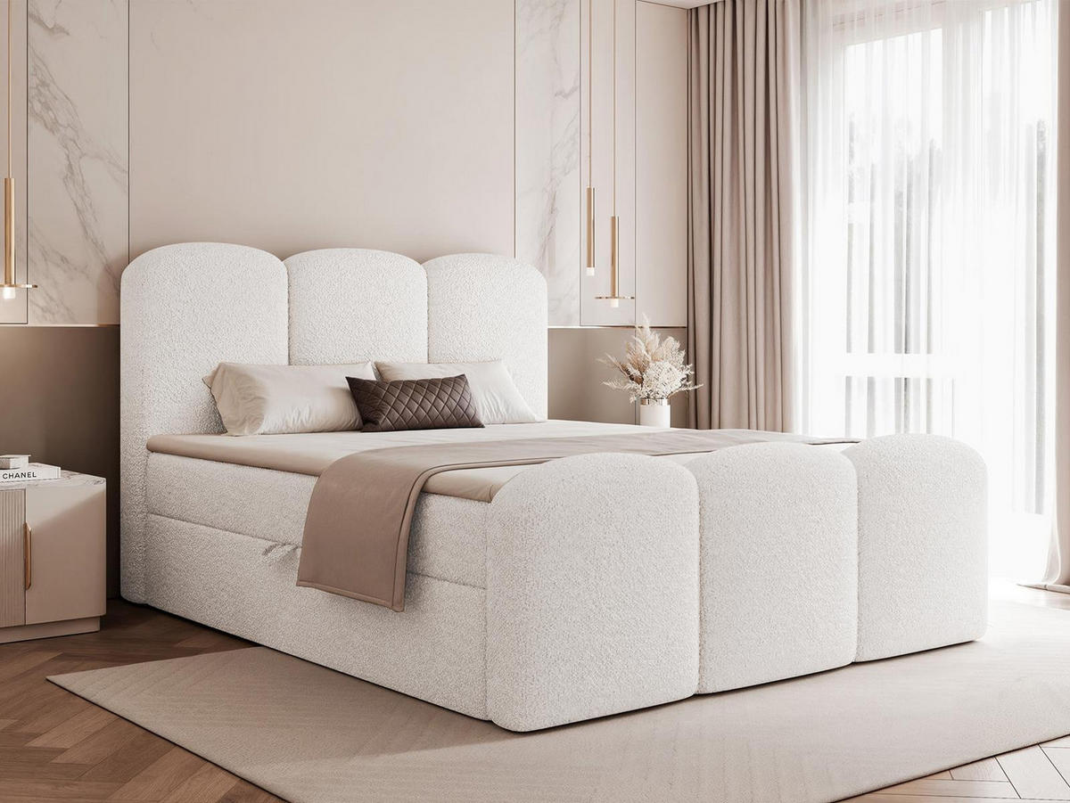 BOXBETT 140x200 VELIA Weiß - Weiß, Holzwerkstoff/Textil (140/200cm) - Compleo24