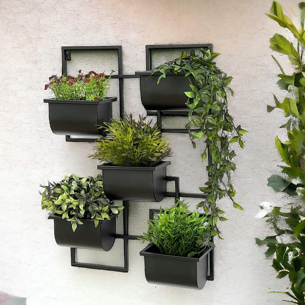 KRÄUTERREGAL Wand Metall Schwarz 48/13/70 cm - Schwarz, Metall (48/70/13cm) - DanDiBo